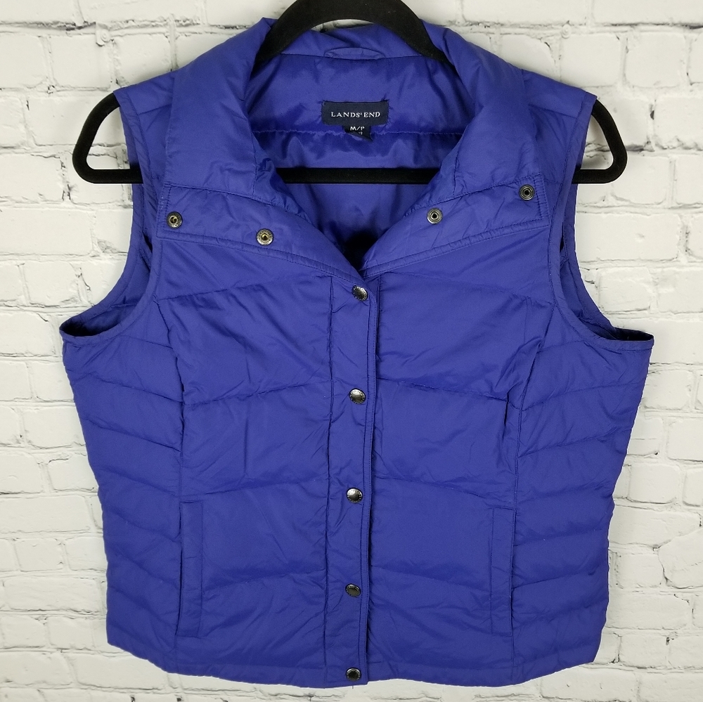 LAND'S END | down snap button up puffer vest gilet